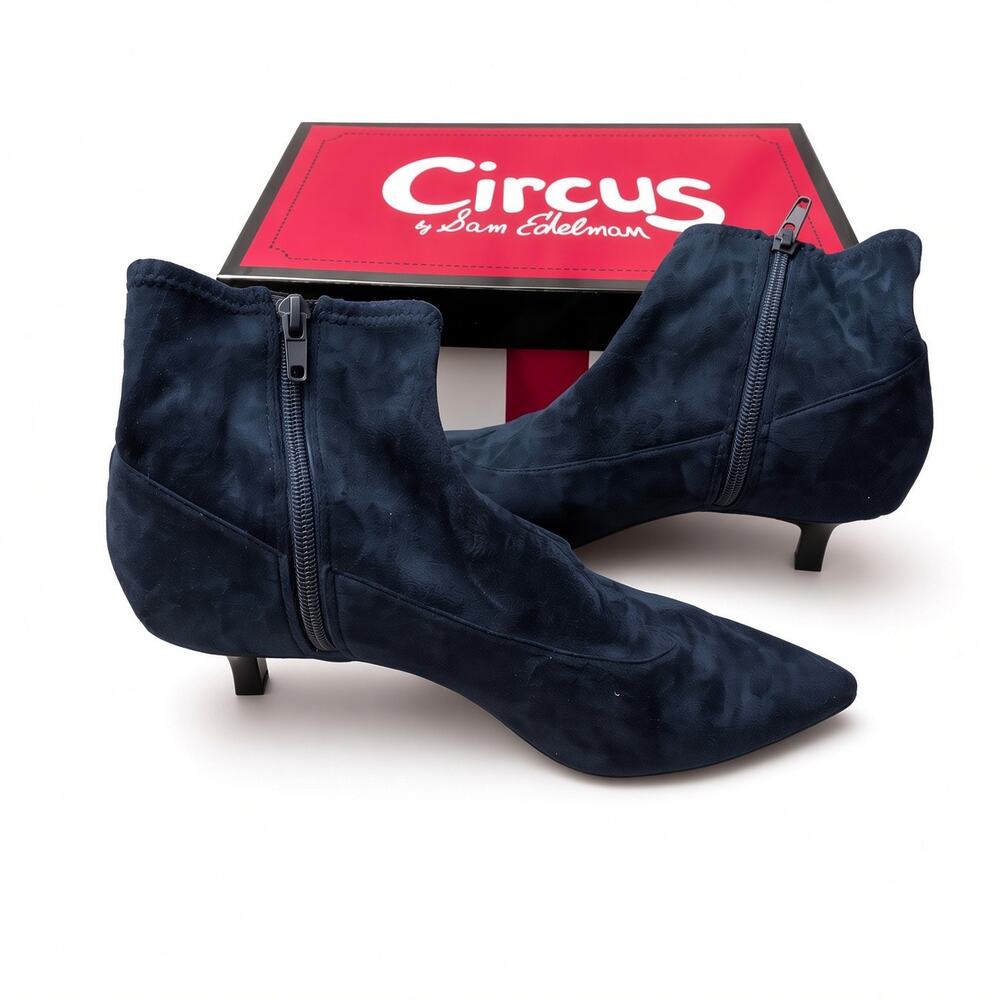 Circus by Sam Edelman Kirby Booties 8 Black Micro Pointed Kitten Heel - Picture 2 of 10